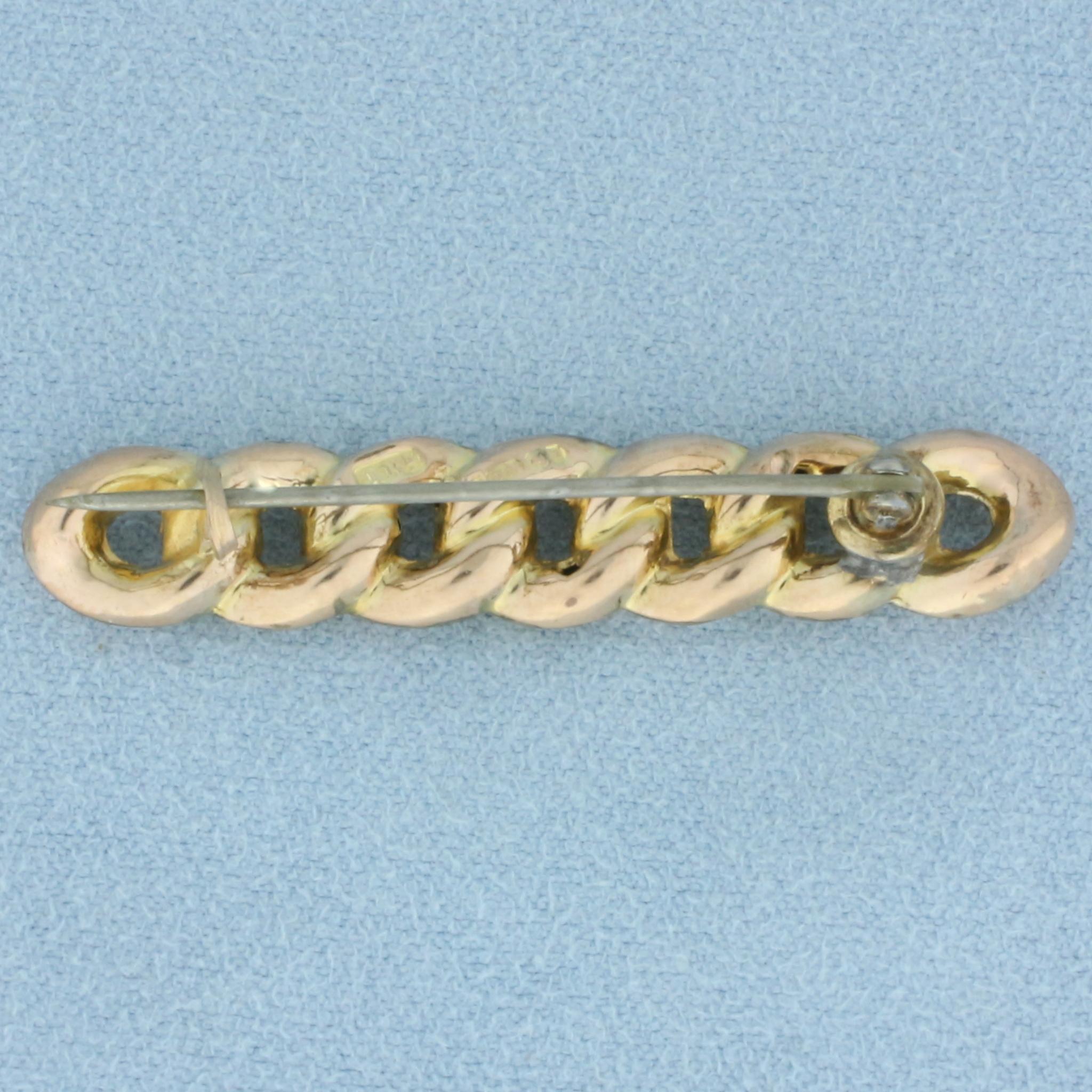 Antique Victorian Curb Link Pin In 9k Yellow And Rose Gold