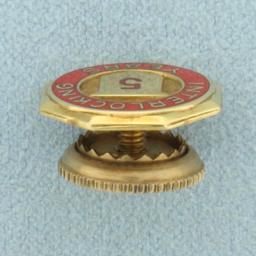 Antique Interlocking 5 Years Enamel Pin In 10k Yellow Gold