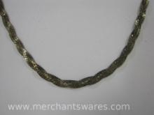 Sixteen Inch Braided Sterling Silver Chain Necklace, Gold Plated