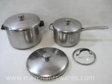 Faberware 8 qt and 4qt Stainless Steel Pots with Extra Lids