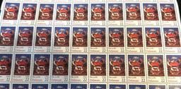2 Full Sheets of Unused US Postage stamps-106 Stamps Total