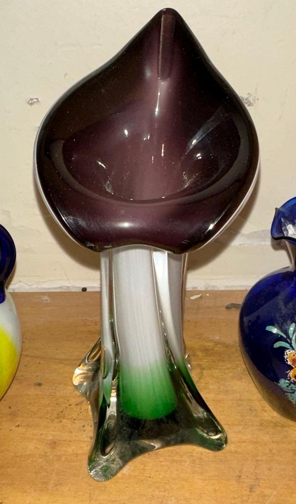 Cobalt Glass Vases, Blown Glass Pitcher, Blown glass vases, Vaseline glass etc