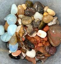 Pail of Polished Rocks and Semi precious Stones