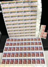 2 Full Sheets of Unused US Postage stamps-106 Stamps Total