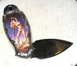 Knightstone Collection Franklin Mint Fantasy Knives with Sexy Female March & Sept Birthstones