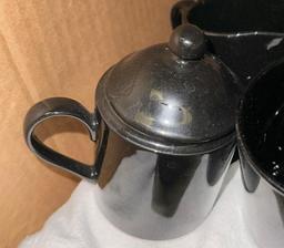 Set of 20 Black Coffee Mugs, Creamer and sugar