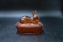 Amber Glass Rabbit on The Nest