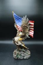 Resin Eagle & Flag Statue