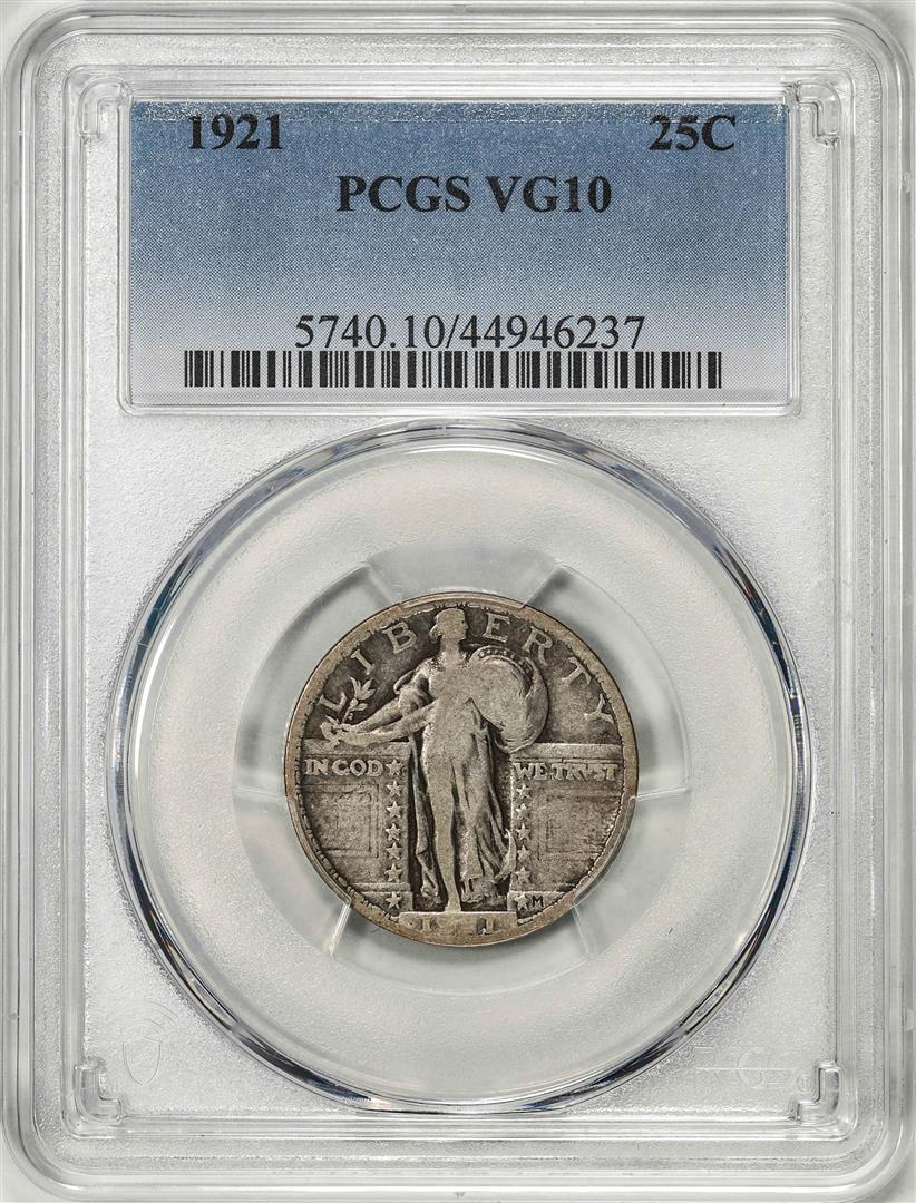 1921 Standing Liberty Quarter Coin PCGS VG10