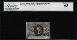 1863 Second Issue 25 Cents Fractional Currency Note Fr.1290 Legacy Choice New 63