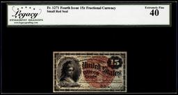 1863 Fourth Issue 15 Cents Fractional Currency Note Fr.1271 Legacy Extremely Fine 40