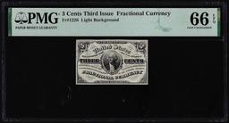 1863 Third Issue 3 Cents Fractional Currency Note Fr.1226 PMG Gem Uncirculated 66EPQ