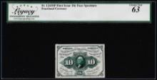 Specimen First Issue Ten Cents Fractional Note Fr.1243SP Legacy Choice New 63