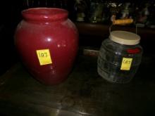 Red Vase and a Leroux Pickle Jar