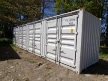 New 40' Off White Storage Container with (4) Side Access Doors, Barn Door o