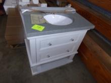 White 30'' Vanity with Gray Granite Top, Undermount Sink, (2) Drawers
