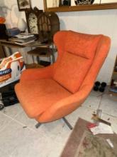 Large Orange Swivel Chair