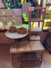 Wood Slat style Shelf and Side Table with Lower Shelf