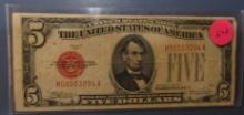 1928-E $5.00 US RED SEAL NOTE XF