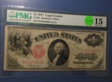 1917 $1.00 LEGAL TENDER NOTE FR 39 PMG CHOICE FINE-15 (REPAIRED)