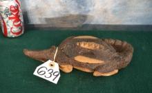 Wood Carved Crocodile Jewelry Box or Candy Dish