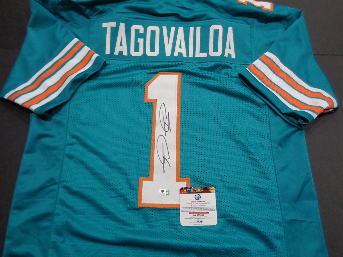 Tua Tagovailoa Miami Dolphins Autographed Custom Football Jersey GA coa