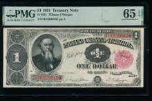 1891 $1 Treasury Note PMG 65EPQ