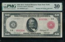 1914 $50 Red Seal New York FRN PMG 30