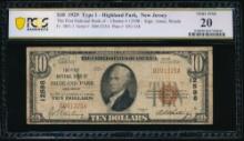 1929 $10 Highland Park NJ National PCGS 20