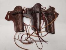 (3Pcs.) LEATHER SINGLE ACTION REVOLVER HOLSTERS