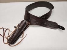 42" LEATHER GUN BELT WITH HOLSTER