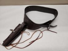 42" LEATHER GUN BELT WITH HOLSTER