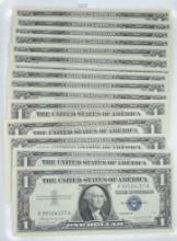 15 UNC 1957, 1957B $1 Silver Certificates
