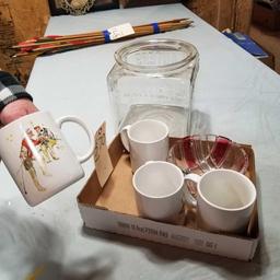 PLANTERS JAR and COFFEE CUPS