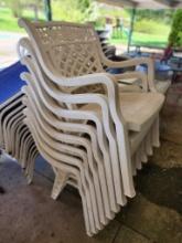 (8) Heavy Duty Lawnware Plastic Patio Chairs (located off-site, please read description)