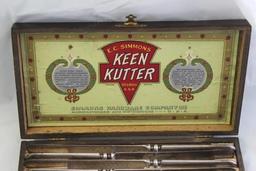 E.C. Simmons Keen Cutter Silverware 6 Place Fork & Knife Setting in Orig. Keen Cutter Wdn. Case