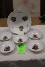 RARE Native American Berry Set w/three Chiefs in Bowl and a Chief in each of the five sauce dishes