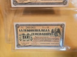 Three 1914 La Tesoreria De la Federacion (Mexico) 10 and 50 centavos