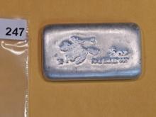 FIVE Troy ounce .999 fine silver poured bar