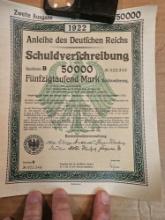 COOL and SCARCE! German 1922 50,000 Mark and Associated Coupon Sheet