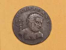 1794 CONDER Token half-penny in Extra Fine
