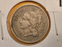 1868 Three Cent Nickel in Very Fine