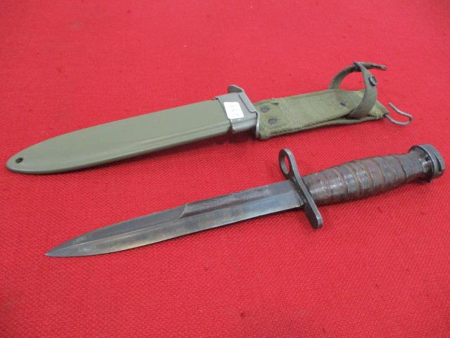 WWII Wooden Handled Fighting Knife w/ Sheath