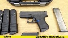 Glock 43 9X19 Pistol. Very Good. 3.25" Barrel. Shiny Bore, Tight Action Semi Auto GEN 5 Model, With