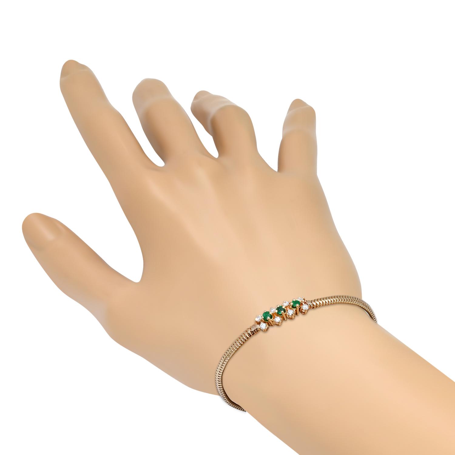 14K Yellow Gold Setting with 0.25ct Emerald and 0.20ct Diamond Estate" Bracelet"