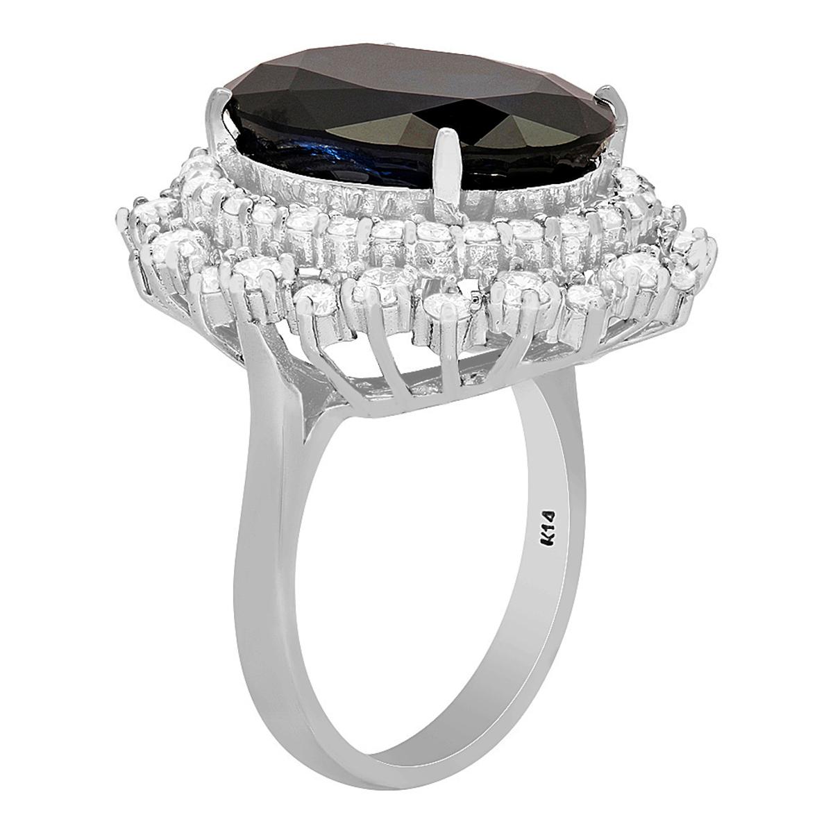 14k White Gold 13.34ct Sapphire 1.82ct Diamond Ring