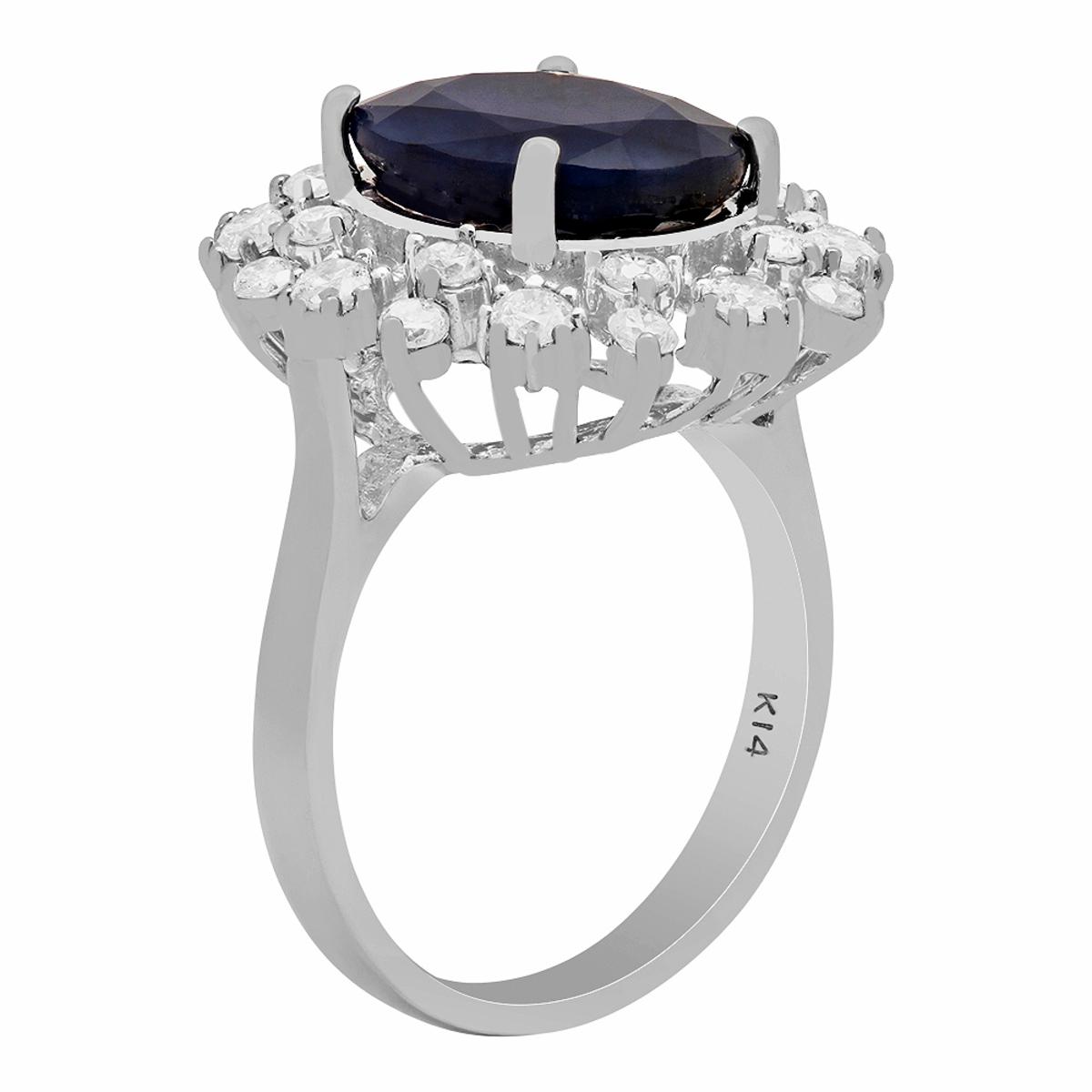 14k White Gold 6.17ct Sapphire 1.02ct Diamond Ring