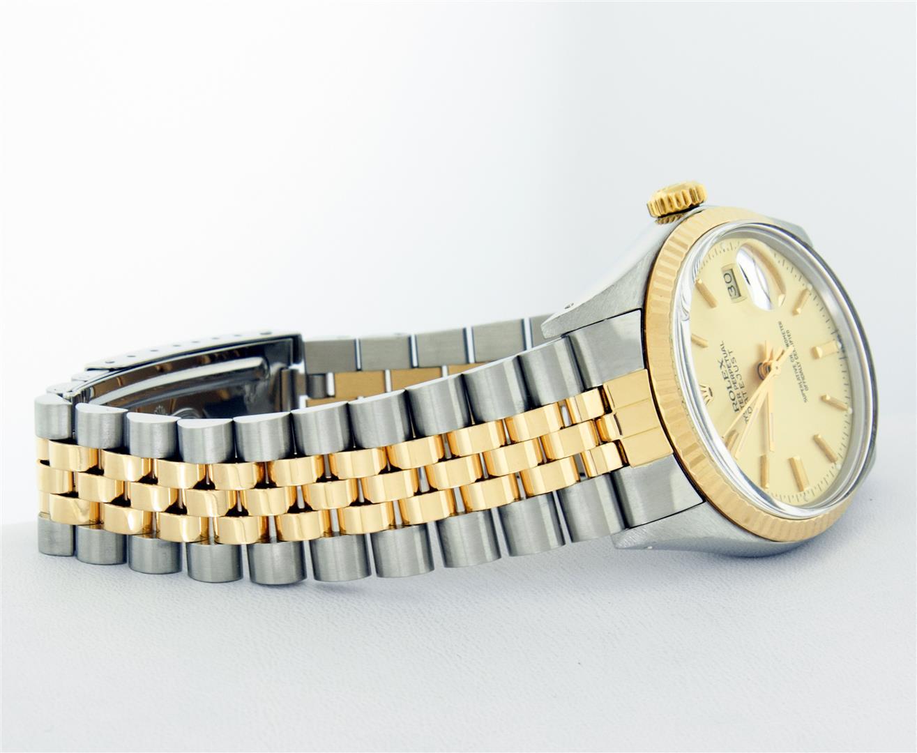 Rolex Mens 2T 14K Yellow Gold And Stainless Steel Champagne Index Datejust