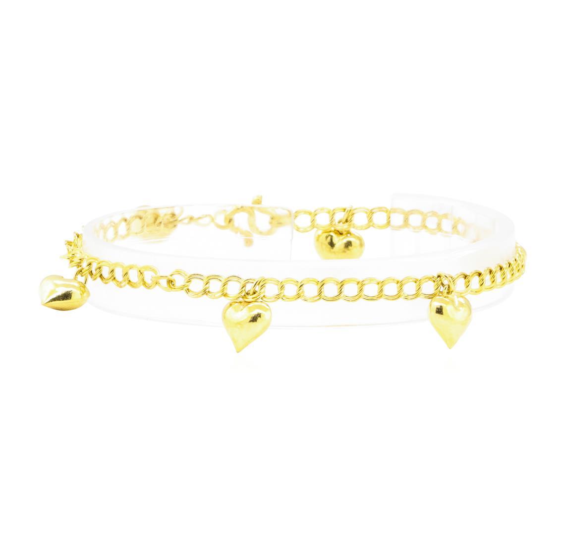 Heart Charm Bracelet - 22KT Yellow Gold