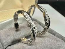 S925 Sterling Silver Moissanite Diamond Earrings with GRA Certificate 5.7g total